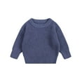 thumbnail image 3 of Toddler Baby Girl Boy Knit Sweater Cute Round Neck Long Sleeve Solid Pullover Cute Oversized Pullover Winter Outfits for Boys And Girls Size 5-6, 3 of 4