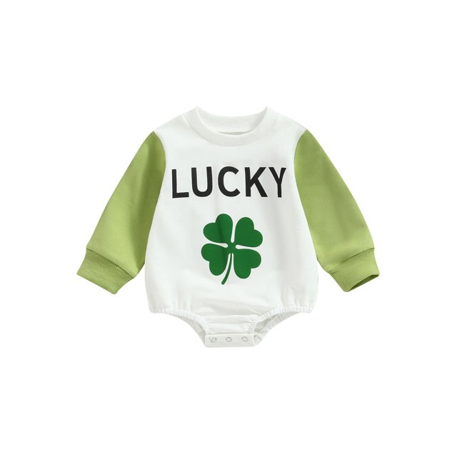 Faithtur Combinaison de Printemps pour Bébé, Imprimé Trèfle, Manches Longues, Col Rond, Triangle pour Garçons et Filles