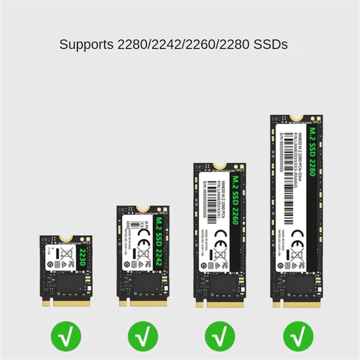 M.2 NVMe SSD Enclosure 20Gbps USB 3.0 Type C PCIe External Case USB3 M2 Storage Box Cover Solid State Hard Drive Disk,A,Black