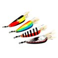 Metal Fishing Spoon Lures with Feather Tail and Hook Cover for Cast Use ...