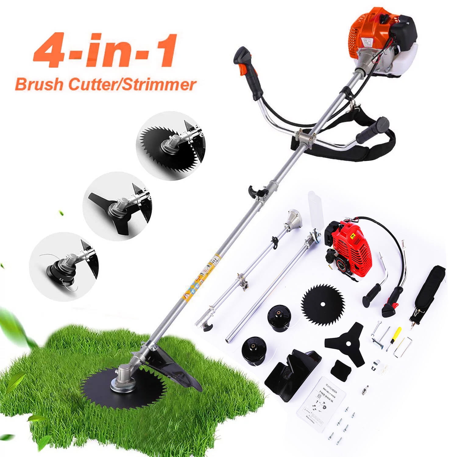 58CC 4-In-1 Lawn Mower Shaft Wireless Gas String Trimmer 72.8” Gasoline Powered Grass Weed Cutter Brush Cutter for Part, Garden, Roadside - Walmart.com