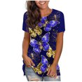 thumbnail image 2 of Pntutb - Blusa de manga corta con estampado digital de mariposa y cuello redondo para mujer Pntutb Pntutb-8340, 2 of 5