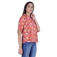 thumbnail image 3 of Moomaya Womens Printed Top Roll-Up Sleeve Collar Neck Button-Down Shirt, 3 of 7