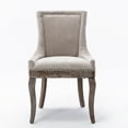 thumbnail image 2 of TRIPLE TREE 2-Piece Fabric Upholstered Chairs, Retro Dining Chairs with Rivets Trim and Neutrally Toned Solid Wood Legs, Mid-back Chairs with Padded Seat for Living Room, Beige, 2 of 8