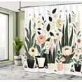 thumbnail image 2 of Ambesonne Boho Floral Shower Curtain, Botanical Fantasy Leafy, 69"Wx84"L, Eggshell Forest Green, 2 of 4