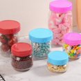 thumbnail image 5 of Vintage Glass Jar with 16 Pack Colored Jar Lids 8 Wide Mouth & 8 Regular Mouth Lids,Kitchen Storage Canister for Sugar, Coffee, Tea, Cookies, Bath Salt - Decorative Mason Jar for Pantry & Counte, 5 of 8