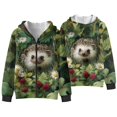 thumbnail image 4 of Uorisanigo Full Zip Hoodies Lightweight Fall Winter Jacket Sweatshirts Long Sleeve Pullover Forest Hedgehog Shirts Tops with Pockets for Vacation Shopping Exercise Wear, 4 of 7