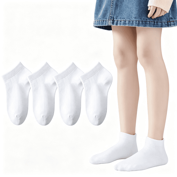 TELOLY Girls Seamless Socks Low Cut Ankle Socks Boys Kids No Show White Cotton Sock Girls White Ankle Socks