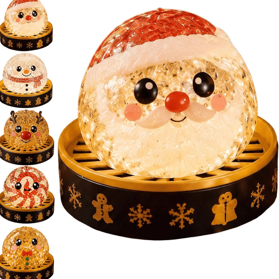 2026 Christmas Dumplings Squishy Toys, Glitter Bao Bun Squeeze Fidget Toy, Slow Rise Stress Ball with Mini Steamer Basket, Christmas Desktop Decor Gift 1PC-E