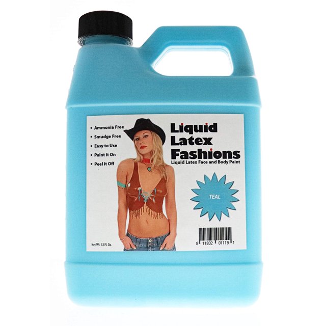 Liquid Latex Fashions Pintura corporal de látex líquido sin amoníaco - 32 oz Verde azulado