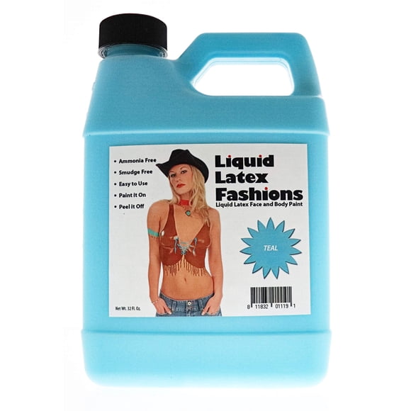Liquid Latex Fashions Pintura corporal de látex líquido sin amoníaco - 32 oz Verde azulado