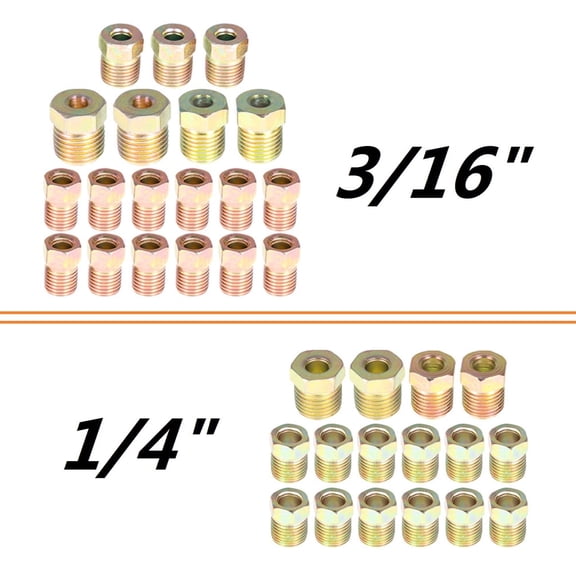 Labwork 35-Pcs Brake Line Tubing Fitting Nuts Kit 3/16in & 1/4in Universal for Buick Cadillac Chevrolet Pontiac