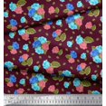 thumbnail image 2 of Soimoi Tissu Poly Georgette Feuilles & Roses Imprimé Floral 1 Yard 52 Pouces de Large, 2 of 3