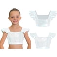thumbnail image 3 of iiniim Girls Metallic Hip Hop Dance Tops Square Collar Ruffle Sleeve Ballet Shiny Jazz Performance Dancewear White 12, 3 of 7