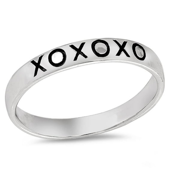 XO Love Kisses Stackable Promise Ring Sterling Silver Friendship Band 925 Jewelry Female Size 10