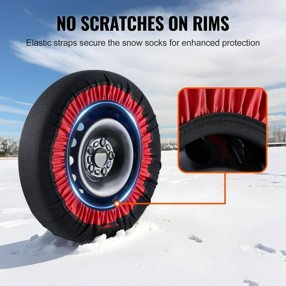2PCS Heavy Duty Snow Socks for Tires, Extra Large Winter Traction Tire Covers – Fits SUVs/Trucks, Non-Slip Ice Grip (XL)