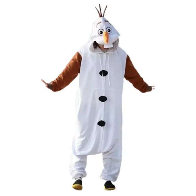 Venta caliente Disney Frozen Olaf muñeco de nieve Cosplay disfraz Anime adulto pijamas mono blanco vestido de fiesta dibujos animados ropa de dormir regalos de Navidad