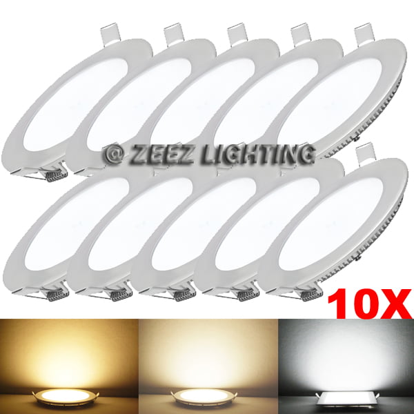 Zeez Lighting 12w 6 Od 65 Id 5 85 Round Cool White Non Dimmable Led Recessed Ceiling Panel Down Light Bulb Slim Lamp Fixture 10 Packs Com - Recessed Ceiling Led Light Bulbs