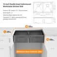 thumbnail image 5 of Double Bowl Black Undermount Workstation Kitchen Sink - 33x19 Gunmetal Black 18 Gauge Stainless Steel Deep Undermount Double  Bowl Workstation Sink, 5 of 9