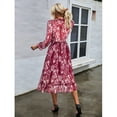 thumbnail image 4 of OUSIMEN Women's Casual Long Sleeve V Neck Loose Floral Dress Long Dresses Swing Dress for Women, 4 of 5