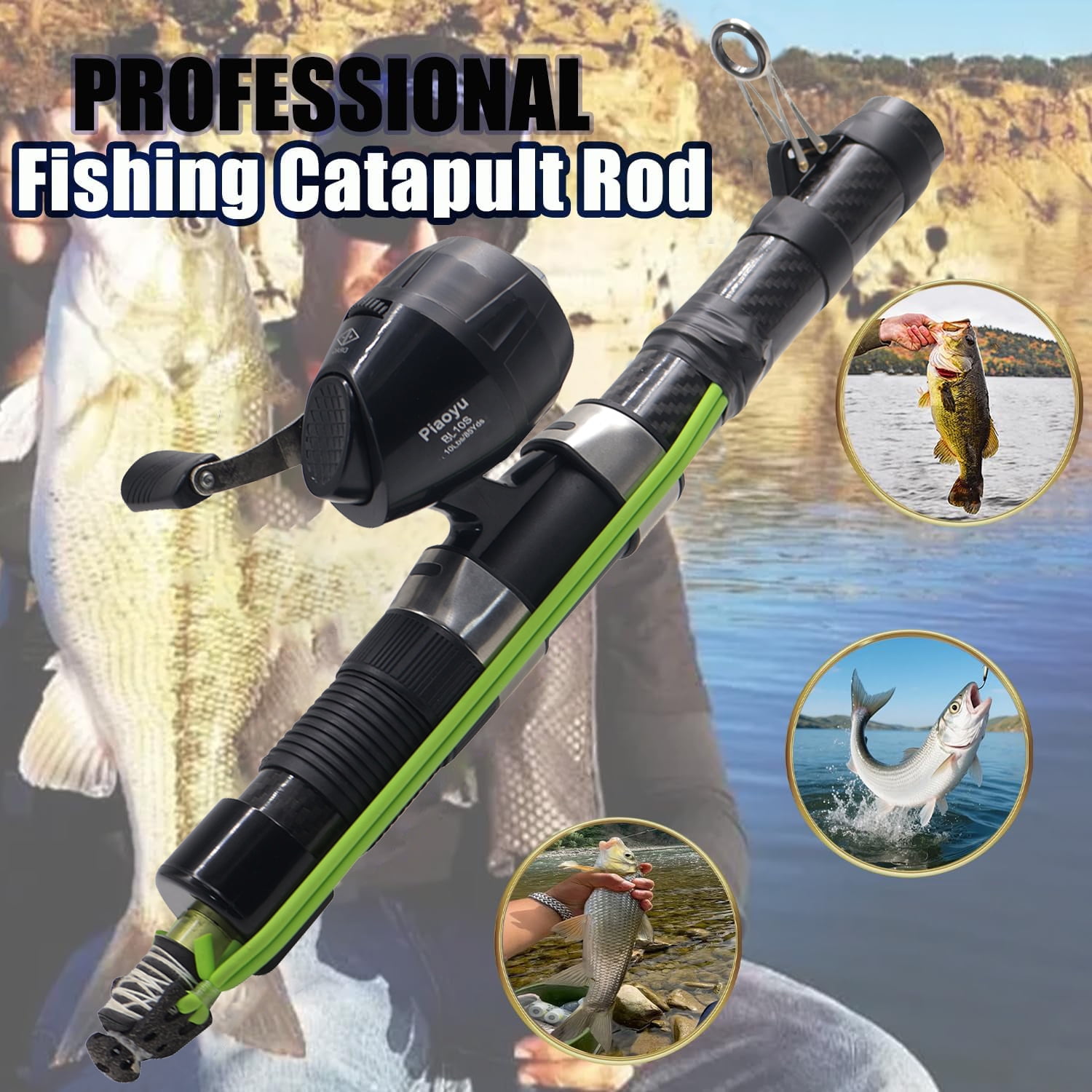 Piaoyu Fishing Catapult Rod,Upgraded Catapult Fishing Rod with Slingshot Fishings Reel for Long-Casting, Durable & Lightweight for Freshwater/Saltwater Fishing