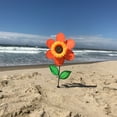 thumbnail image 5 of In the Breeze 2704 - 12 Inch Orange Sunflower Wind Spinner with Leaves - Colorful Flower Spinner for your Yard and Garden, 5 of 6