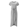 thumbnail image 4 of YOTMKGDO Casual Skirt Women Long DressCold Shoulder SolidBeachCasual Loose Dress, Gray Large, 4 of 5