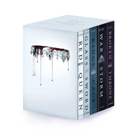 Red Queen 10th Anniversary Deluxe 5-Book Box Set with Stenciled Edges: Red Queen, Glass Sword, King's Cage, War Storm, Broken Throne (Hardcover)