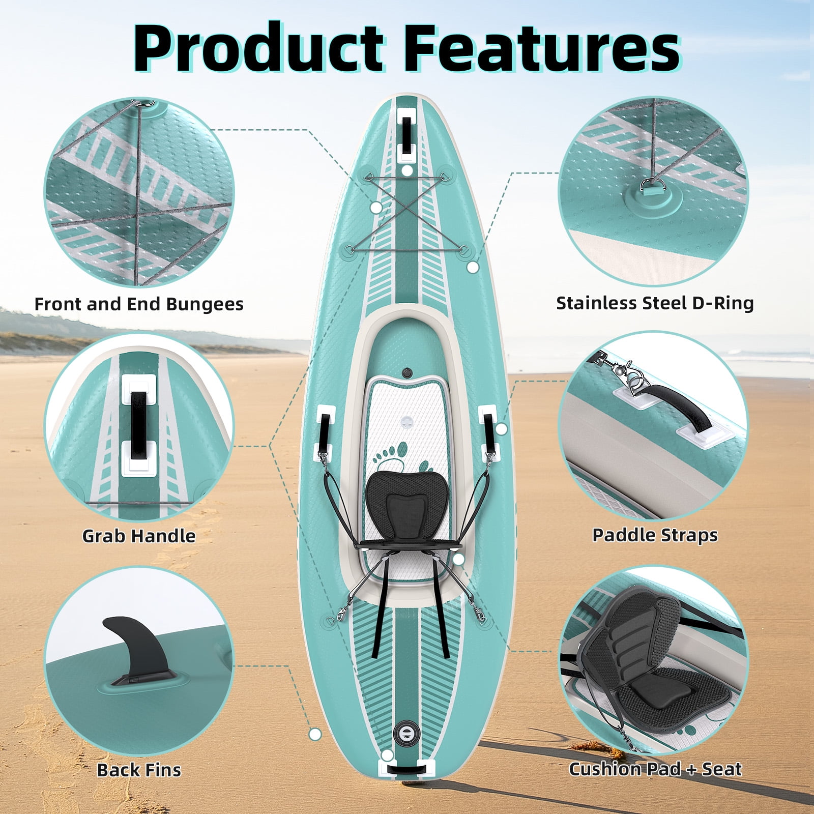 Danrelax 1 Person Inflatable Kayak for Adults, Drop-Stitch Floor, Tandem Kayak, Blue