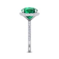 thumbnail image 4 of SuperJeweler 5 1/2 Carat Cushion Cut Created Emerald and Halo Diamond Ring In Sterling Silver For Women, 4 of 6