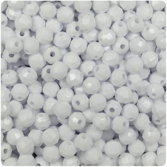 BeadTin White Opaque 6mm Faceted Round Craft Beads (600pcs)