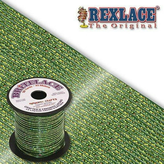 Pepperell Rexlace Britelace Holographic Plastic Lacing - 50 yards, Green Holographic