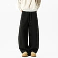 thumbnail image 4 of CONFREE Mens Baggy Wide Leg Pants Solid Color Casual Pants For Men Soft Loose Fit Trousers With Elastic Waist Drawstring, 4 of 9
