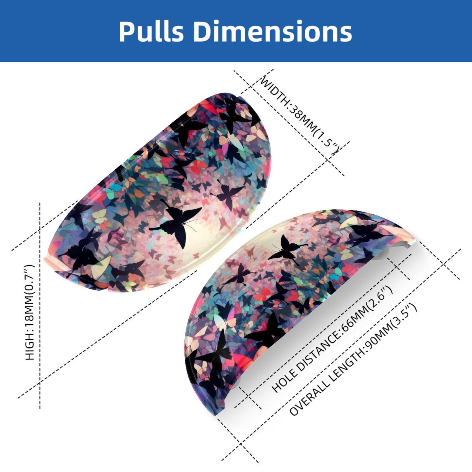 PhooArto 6 Pcs Cup Drawer Pulls, Flying Butterfly Color Painting Shell Shape Handles Cabinet Knobs for Dresser Cupboard Closet Wardrobe with Screws