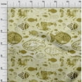 thumbnail image 3 of oneOone Viscose Chiffon Olive Green Fabric Asian Block Fish Craft Projects Decor Fabric Printed By The Yard 42 Inch Wide, 3 of 4