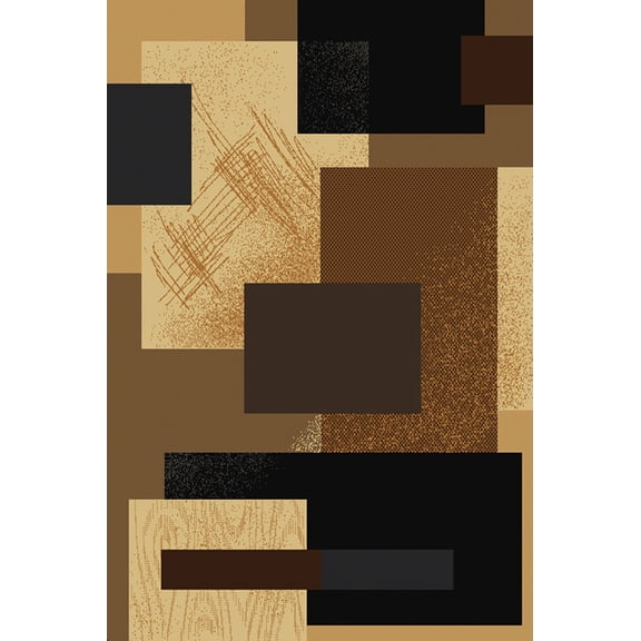Designer Home Urban Area Rug 040-35650 Soho Brown Boxes Squares 1' 11" x 7' 4" Rectangle