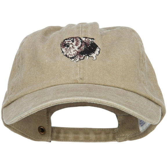 Pomeranian Embroidered Washed Cotton Twill Cap - Khaki OSFM