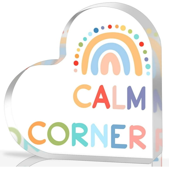 Mental Health Gifts, School Counselor Gifts, Calming Corner Heart Acrylic Sign, School Counseling Therapy Office Must Haves Decor, Positive Gifts for Counseling Therapy Office Students Classroom