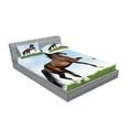 thumbnail image 2 of Ambesonne Nature Fitted Sheet & Pillow Sham Set, Horse Pacing on Grass, Queen, Blue Green Brown, 2 of 2
