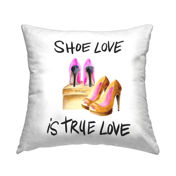 Stupell Industries Shoes True Love Glam Fashion Heels Phrase Design by Regina Moore Throw Pillow
