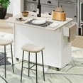 thumbnail image 3 of Oufan Farmhouse Kitchen Island with Trash Can Storage Cabinet, Kitchen Island on Wheels with Adjustable Shelf, Kitchen Cart with Drop Leaf, Spice Rack, Towel Rack and Drawer for Dining Room, White, 3 of 10