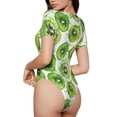 thumbnail image 3 of Daiia Green Kiwi print Women's Crew Neck Short Sleeve Bodysuit Fashion Tops Fit Casual Basic Extender Bodysuit-Small, 3 of 9