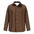 thumbnail image 6 of Mens Long Sleeve Button Down Shirt Casual Collared Dress Top Work Office Wear Solid Color Lightweight Comfortable Fit for Daily Use Coffee 2XL, 6 of 6
