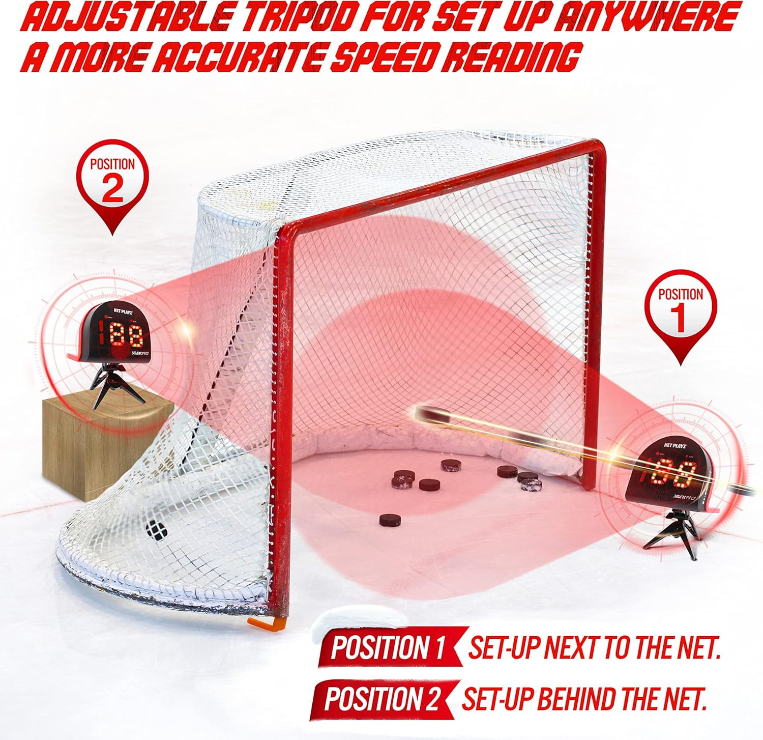 Hockey Gifts Training Equipment & Gear - Radar Speed Guns, Speed Sensor, Hands-Free | Ice Hockey Field Hockey Street Roller Hockey