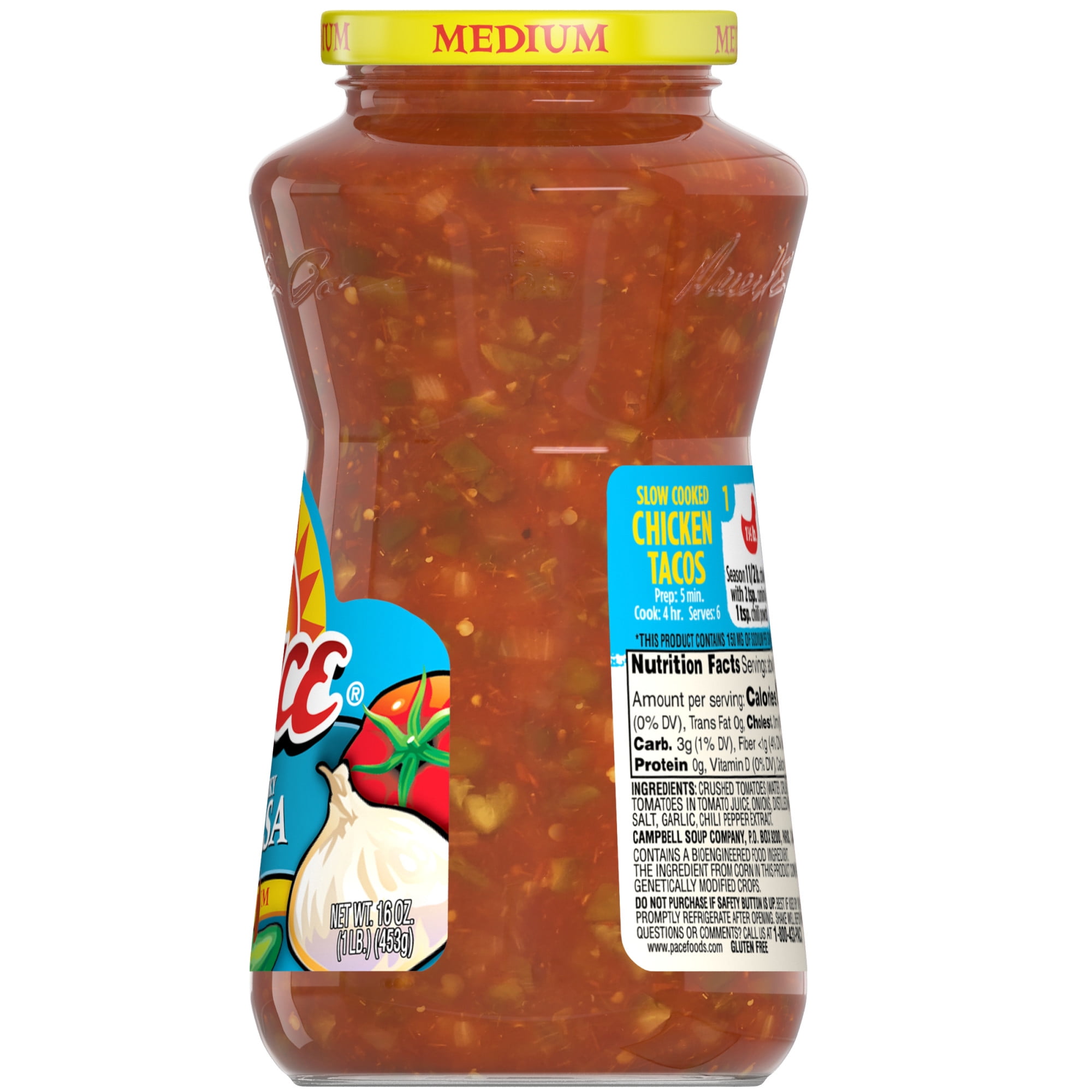 Pace Lower Sodium Chunky Medium Salsa, 16 oz Jar