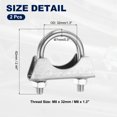 thumbnail image 2 of Uxcell 2 piezas abrazadera de tubo de escape en forma de U 1.3"/32mm M8 acero inoxidable U-bolt, 2 of 6