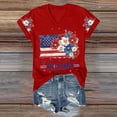 thumbnail image 4 of NMMUED Womens 250 Years Graphic T-shirts Patriotic Floral American Flag V Neck Short Sleeve Tops 4th of July Independence Day Since 1776 Casual Summer Holiday Wear Red M, 4 of 8