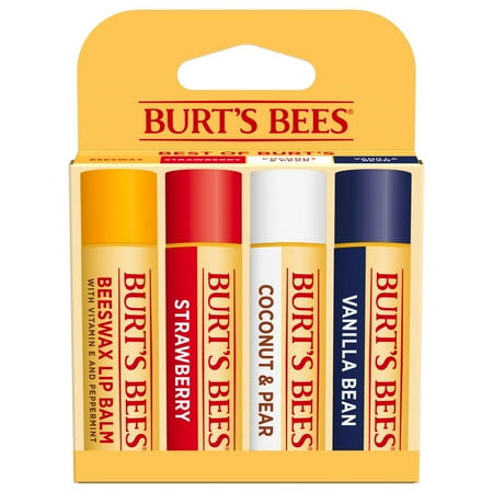 Burt's Bees 100% Natural Origin Moisturizing Lip Balm with Beeswax, Variety Pack, 4 Tubes