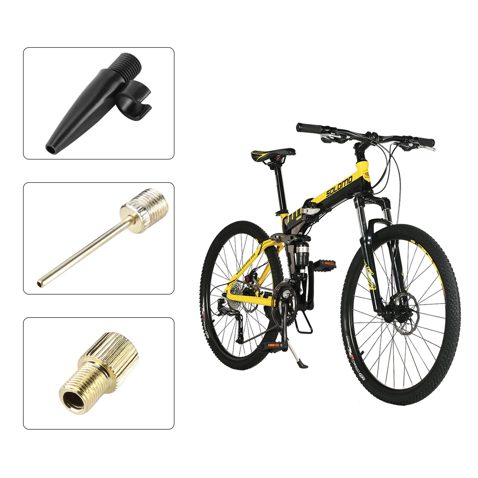 Kit Adaptateur De Valve 5 Pièces Pour Gonflage Pneus Voiture, Vélo, Ballons - Valve Française, Bouchons 8mm, Aiguilles - 13