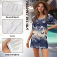 thumbnail image 5 of FKELYI Women's Swimsuit Cover Up Chiffon Fabric Bathing Suit Cover Ups Breathable Coverup Blue Tie-Dye Butterfly Print Half Sleeve Beachwear Dress for Summer Vacation Party, S, 5 of 6